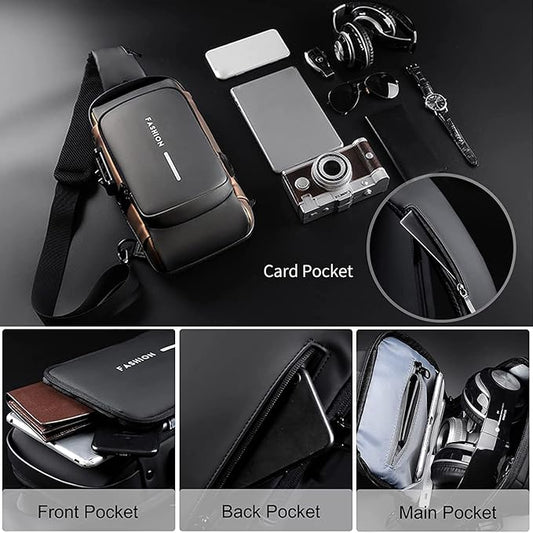 Anti-Theft Crossbody Sling Bag with USB Charging Port