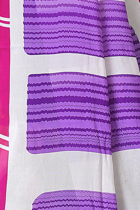 Classic Purple Georgette Printed Saree with Blouse Piece | Free Size