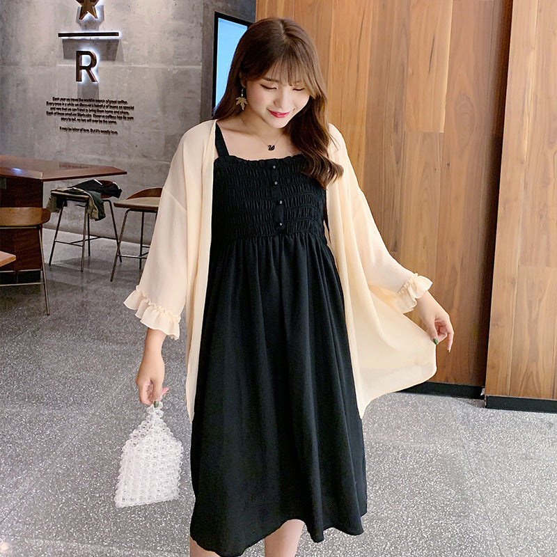 Women's Cardigan Set Korean Style Strapless Dress 100kg Plus-Size Designer Dress 662 Elegant Workwear