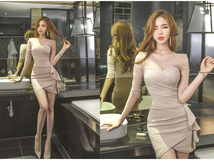 Feminine Clothes for Work 2025 New Summer Nightclub Skirt Elegant Slimming Look Sexy Tight Hip-Hugging Dress