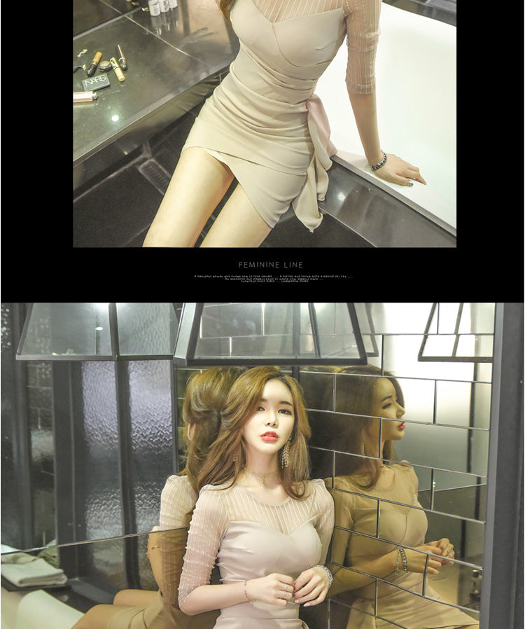 Feminine Clothes for Work 2025 New Summer Nightclub Skirt Elegant Slimming Look Sexy Tight Hip-Hugging Dress