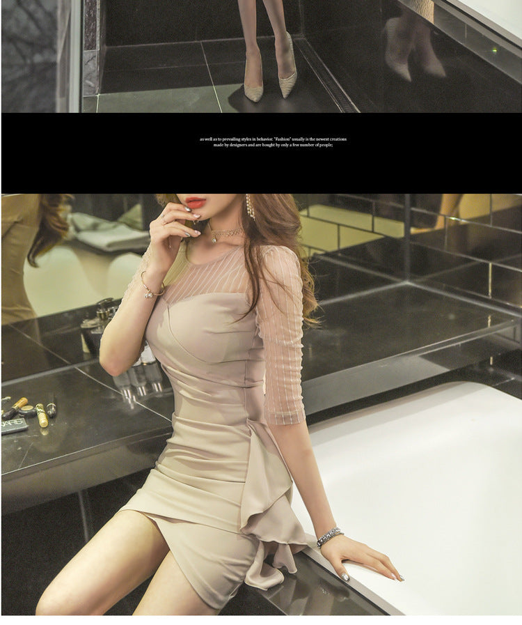 Feminine Clothes for Work 2025 New Summer Nightclub Skirt Elegant Slimming Look Sexy Tight Hip-Hugging Dress