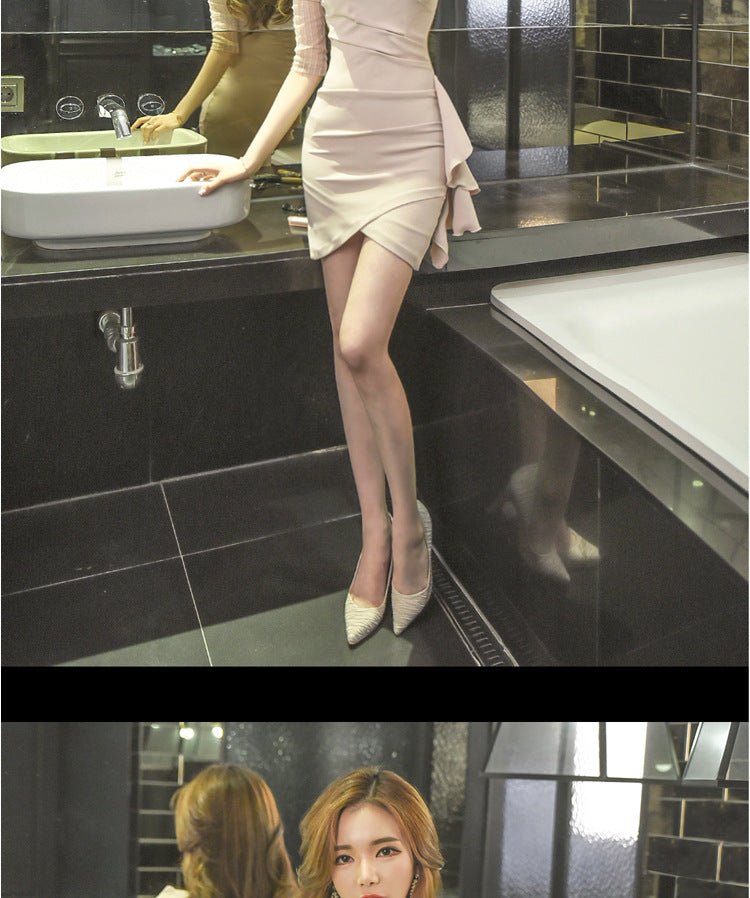 Feminine Clothes for Work 2025 New Summer Nightclub Skirt Elegant Slimming Look Sexy Tight Hip-Hugging Dress