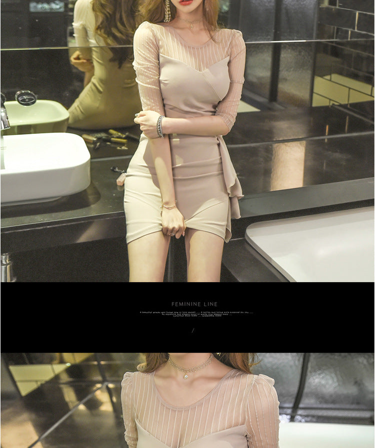 Feminine Clothes for Work 2025 New Summer Nightclub Skirt Elegant Slimming Look Sexy Tight Hip-Hugging Dress