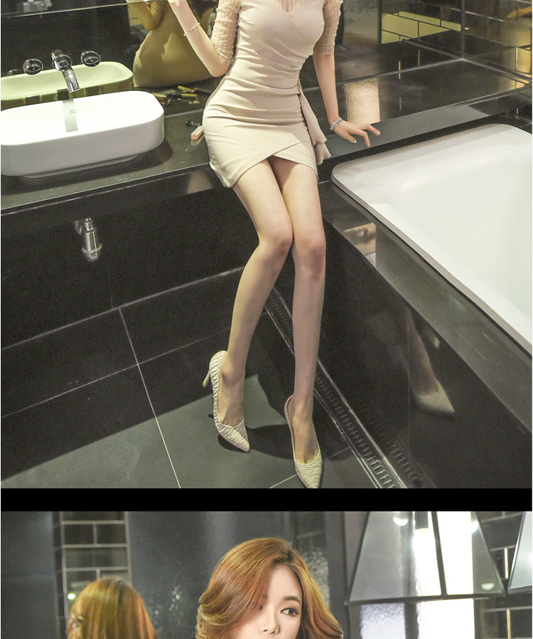 Feminine Clothes for Work 2025 New Summer Nightclub Skirt Elegant Slimming Look Sexy Tight Hip-Hugging Dress