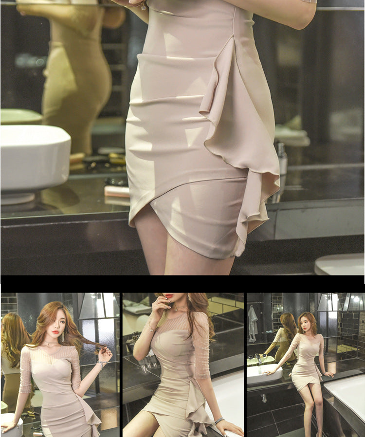 Feminine Clothes for Work 2025 New Summer Nightclub Skirt Elegant Slimming Look Sexy Tight Hip-Hugging Dress