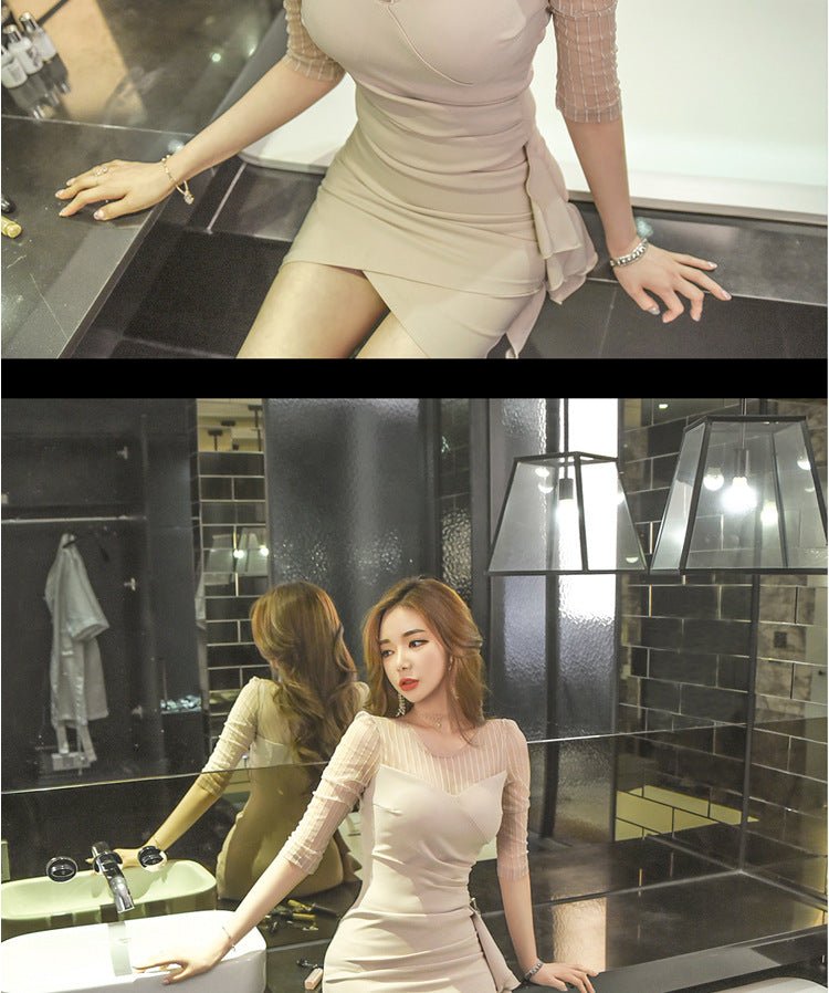 Feminine Clothes for Work 2025 New Summer Nightclub Skirt Elegant Slimming Look Sexy Tight Hip-Hugging Dress