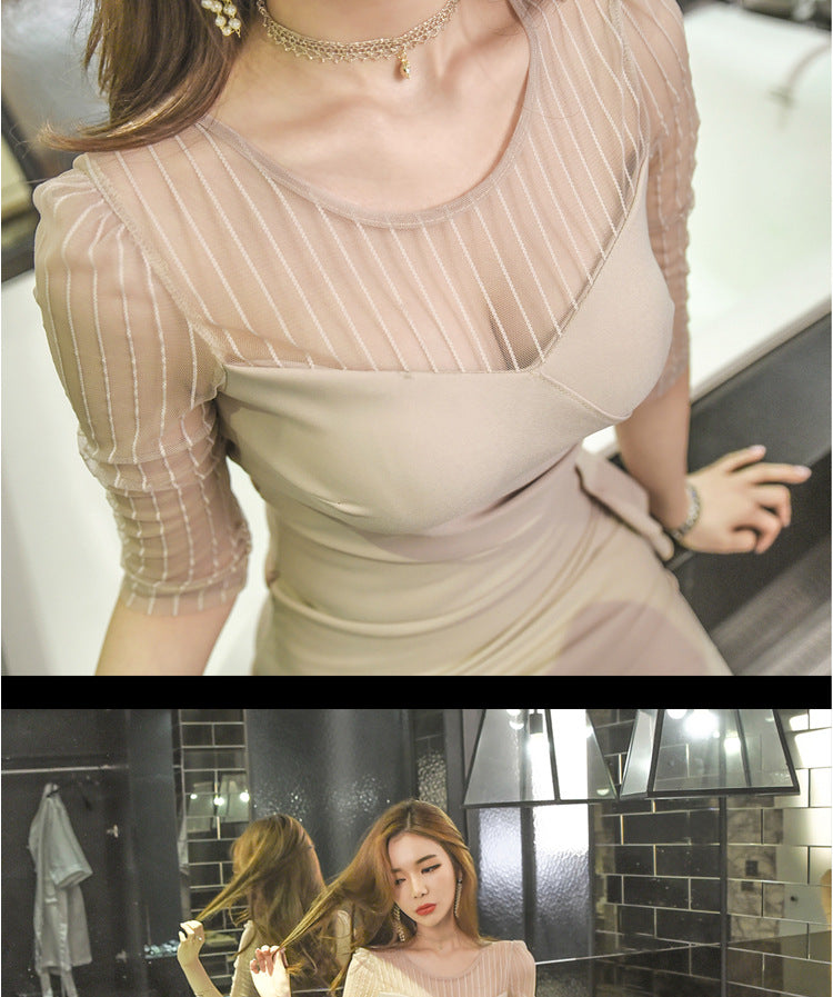 Feminine Clothes for Work 2025 New Summer Nightclub Skirt Elegant Slimming Look Sexy Tight Hip-Hugging Dress