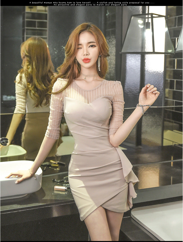 Feminine Clothes for Work 2025 New Summer Nightclub Skirt Elegant Slimming Look Sexy Tight Hip-Hugging Dress