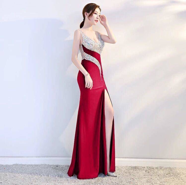 Evening Dress for Women 2025 Summer New Sexy Nightclub Dress Nightclub Slim Workwear Dress V Neck Long Style