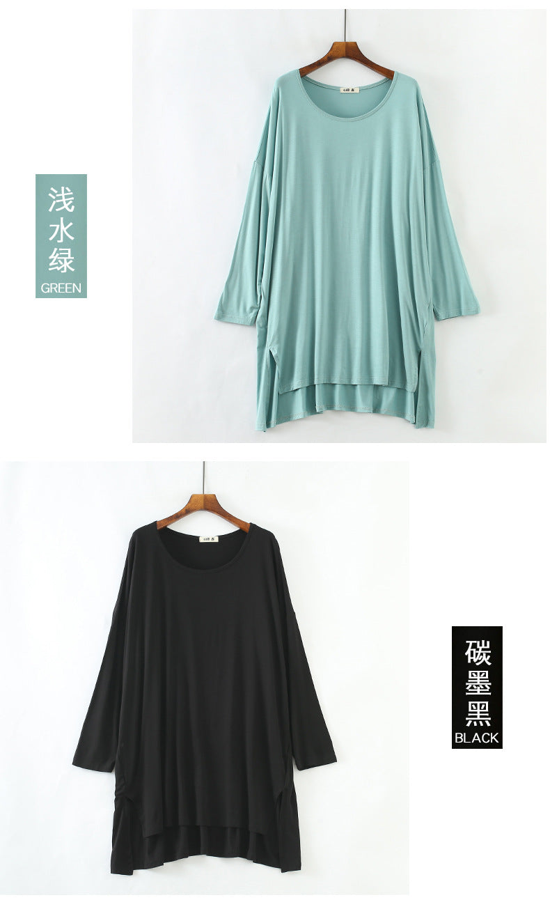 Women's New Modal Home dress Loose plus size Long-sleeved Nightdress Spring and Summer New Outer Wearing Long Dress