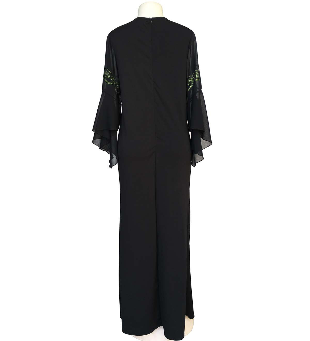 Cross-border high-end large-area butterfly rhinestone slim fishtail dress with chiffon lotus leaf sleeve dress special Qing