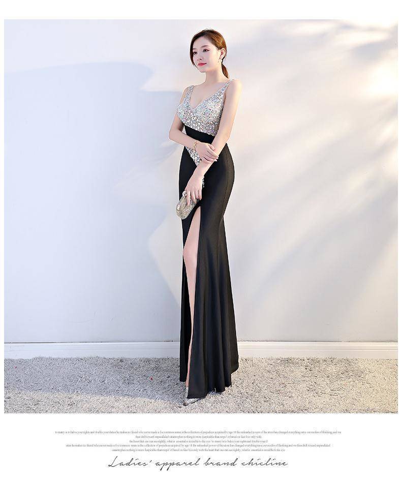 Evening Dress for Women 2025 Summer New Sexy Nightclub Dress Nightclub Slim Workwear Dress V Neck Long Style