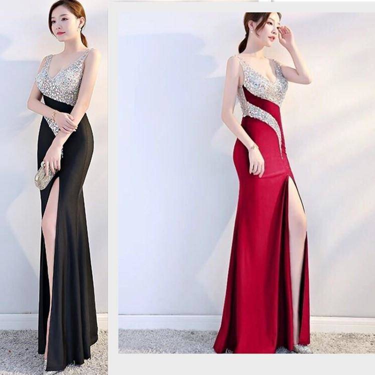 Evening Dress for Women 2025 Summer New Sexy Nightclub Dress Nightclub Slim Workwear Dress V Neck Long Style