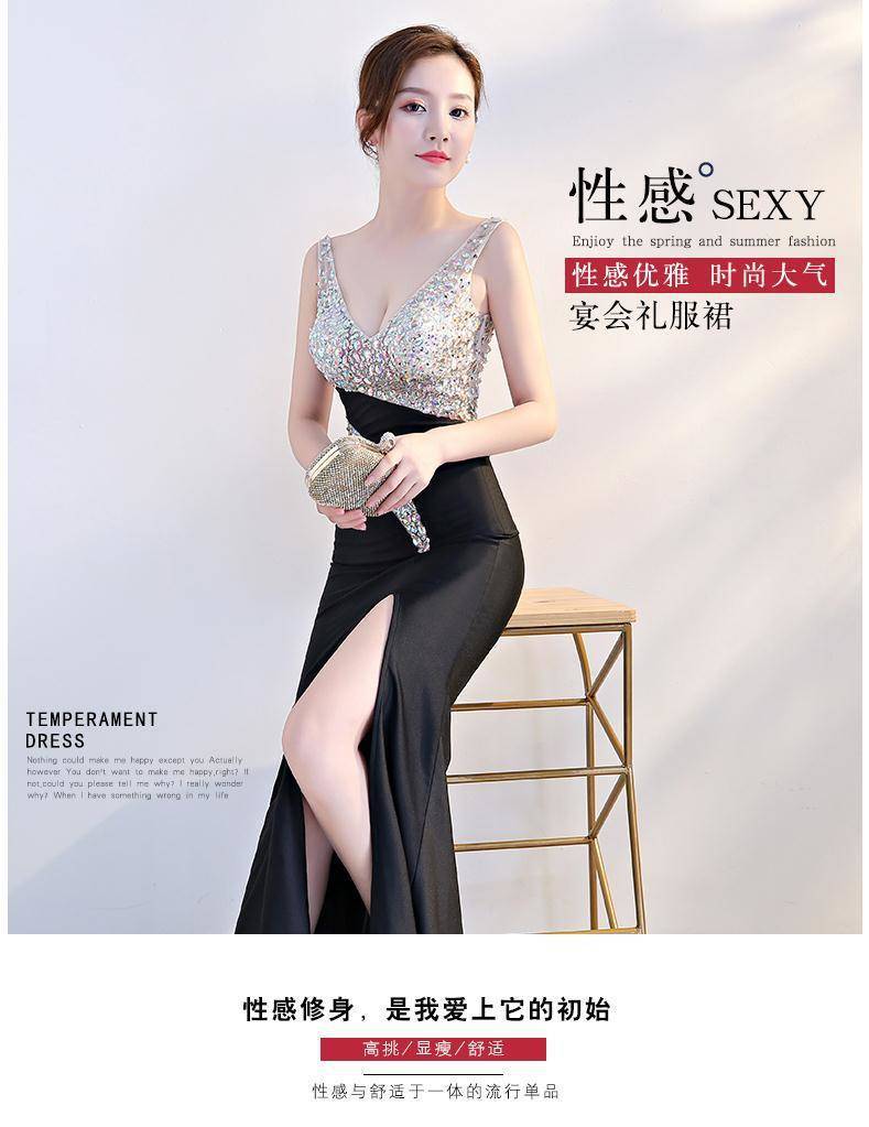 Evening Dress for Women 2025 Summer New Sexy Nightclub Dress Nightclub Slim Workwear Dress V Neck Long Style
