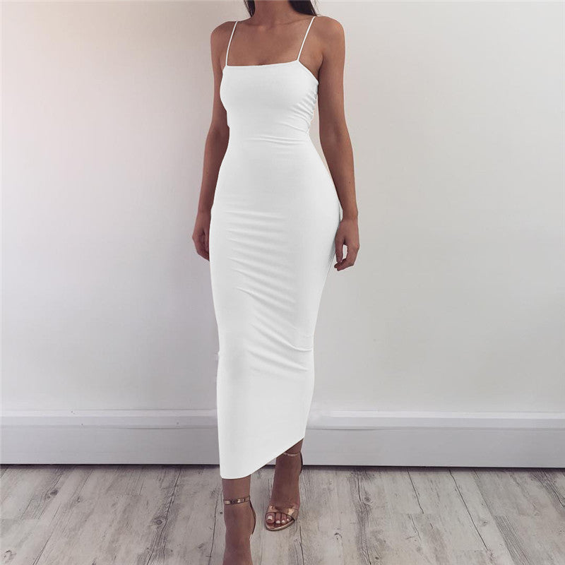 Amazon wish European and American women's long suspender dress 2019 summer new nightclub sexy slim dress