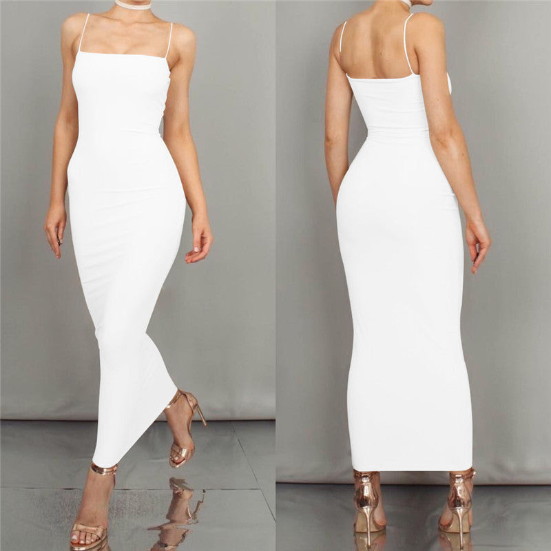 Amazon wish European and American women's long suspender dress 2019 summer new nightclub sexy slim dress