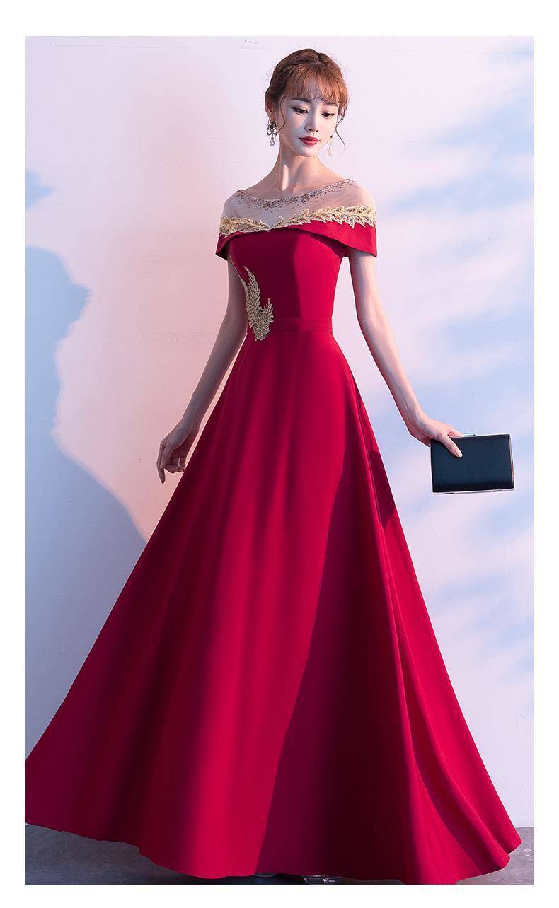 Evening Dress Bride's Toast Dress 2025 Spring Burgundy Homecoming Engagement Petite Wedding Dress Dress for Women