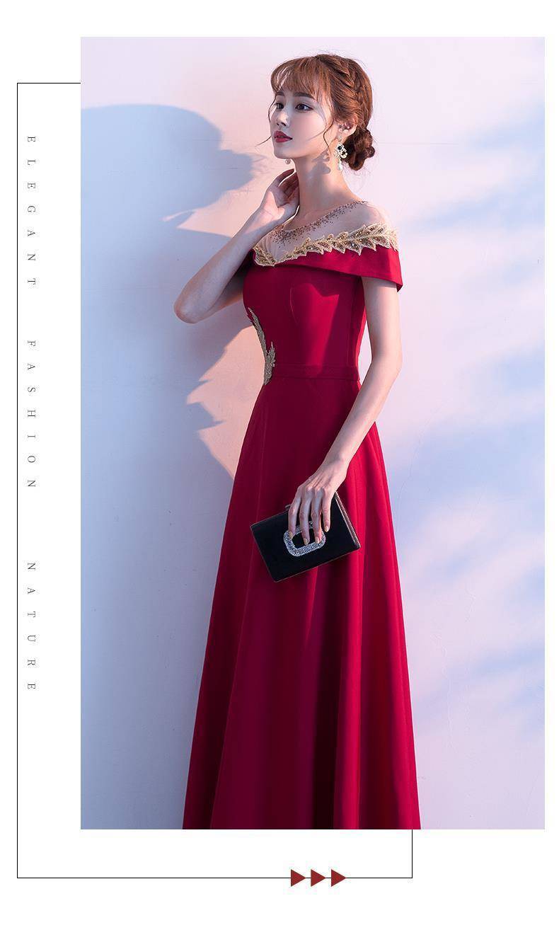 Evening Dress Bride's Toast Dress 2025 Spring Burgundy Homecoming Engagement Petite Wedding Dress Dress for Women