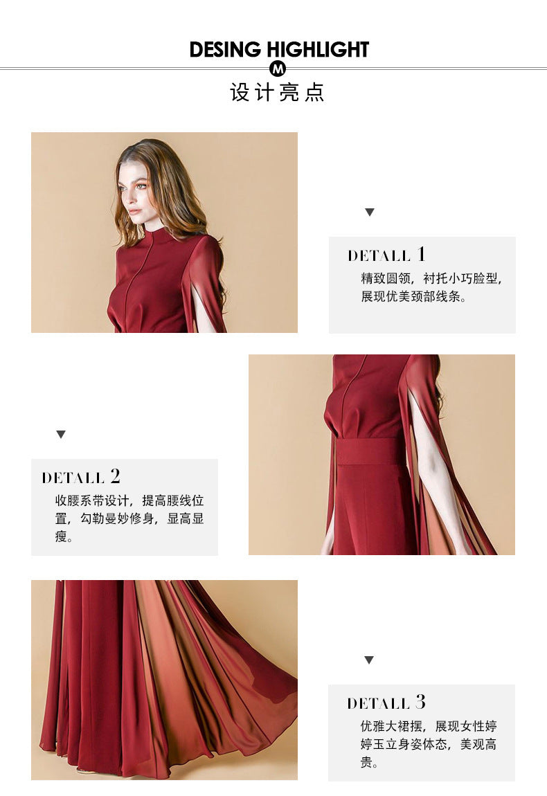 Banquet dress host party cocktail party president domineering Queen fan dress European and American temperament dignified atmosphere