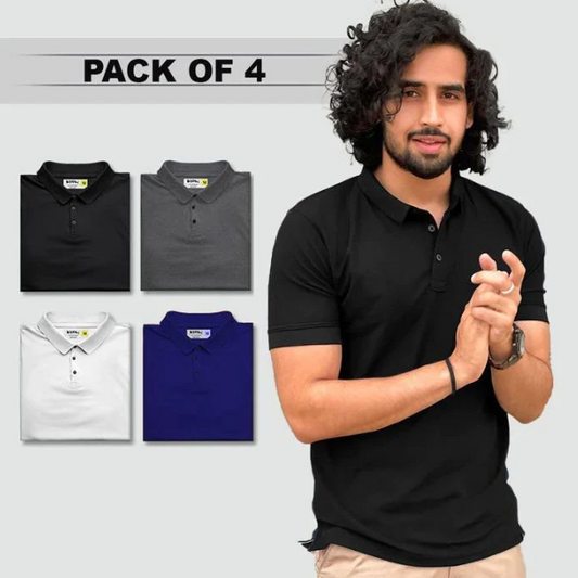Men's Polo T-Shirts Multicolour Combo | Pack of 4