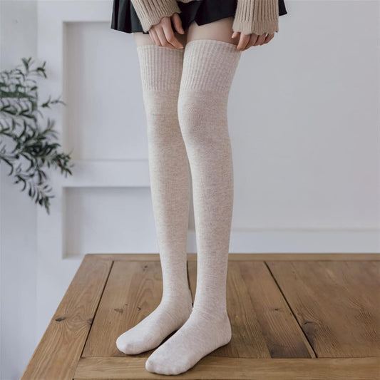 Woolen Knee-Length Socks for Women | Thick Knit Winter Leg Warmers