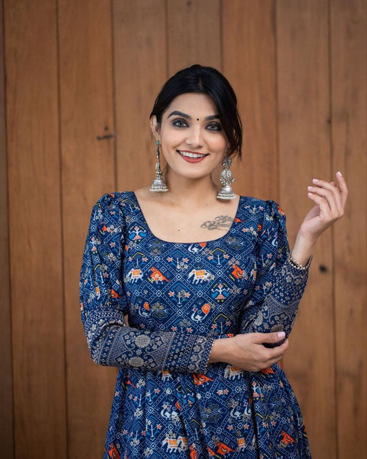 Fancy Printed Georgette Gown for Women | Wedding & Party Wear