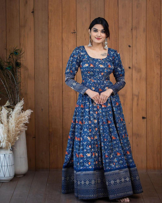 Fancy Printed Georgette Gown for Women | Wedding & Party Wear