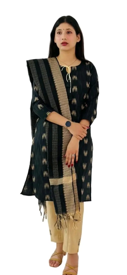 Women's Kurti with Pant & Dupatta | Green | Ethnic 3-Piece Coord Set