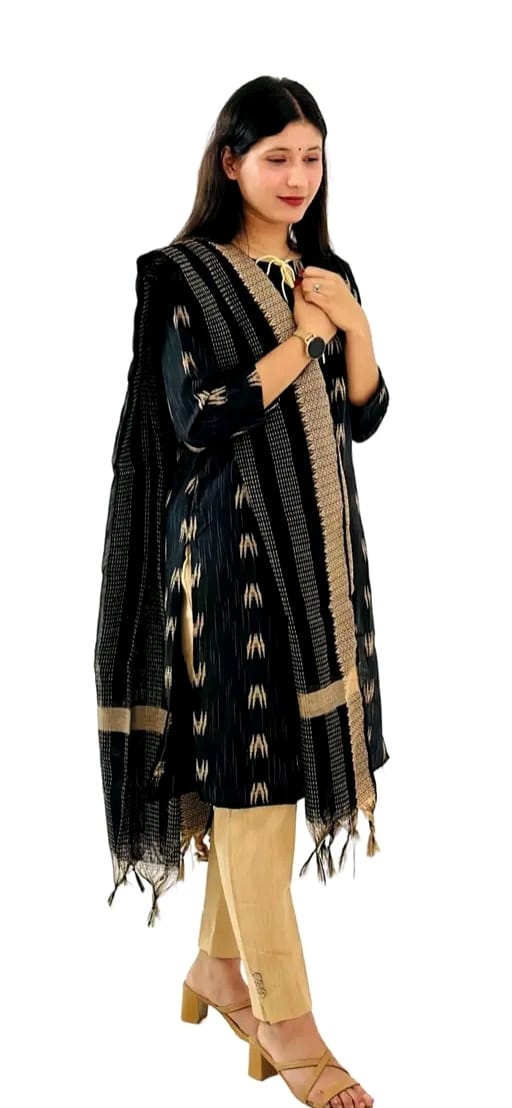 Women's Kurti with Pant & Dupatta | Green | Ethnic 3-Piece Coord Set