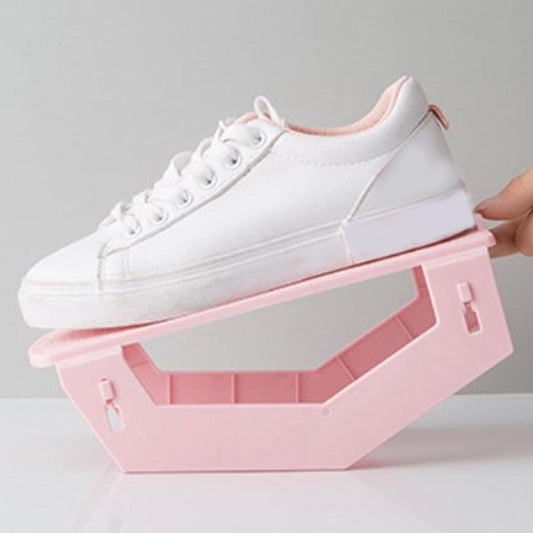 Foldable Double Deck Space-Saving Shoe Rack