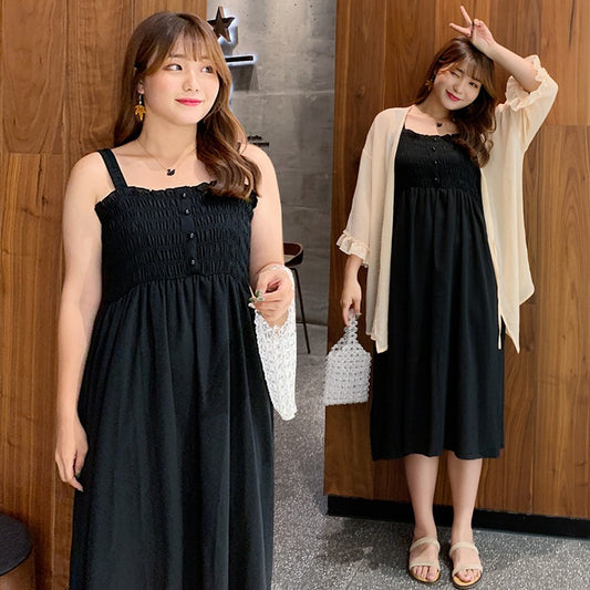 Women's Cardigan Set Korean Style Strapless Dress 100kg Plus-Size Designer Dress 662 Elegant Workwear