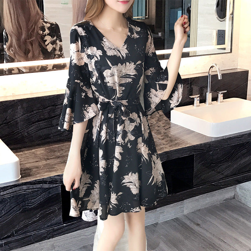 New floral dress women's summer dress summer 2019 new women's fashion student Korean style slimming fashion fashion