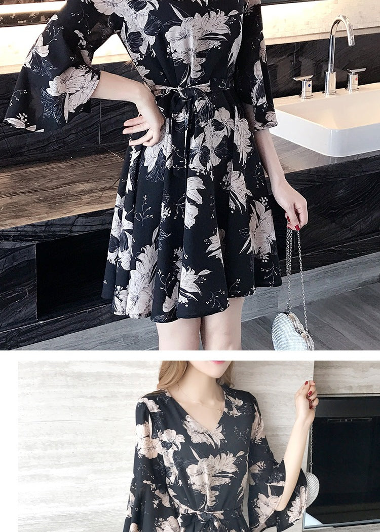 New floral dress women's summer dress summer 2019 new women's fashion student Korean style slimming fashion fashion