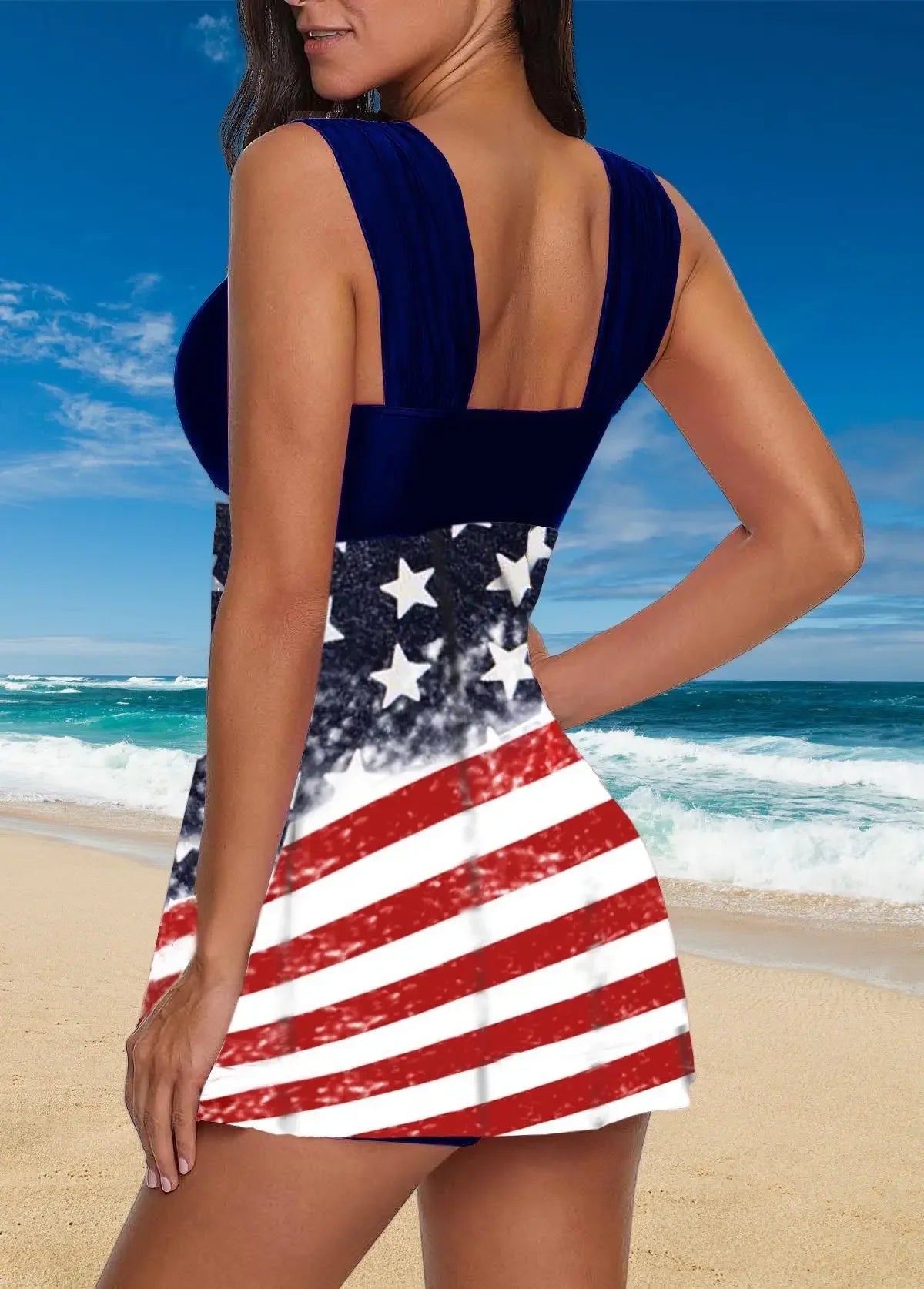 2026 Cross-Border European and American Plus-Size Quick-Dry Beach Dress-Style Top with Backless Tankini Swimsuit, Popular on Amazon