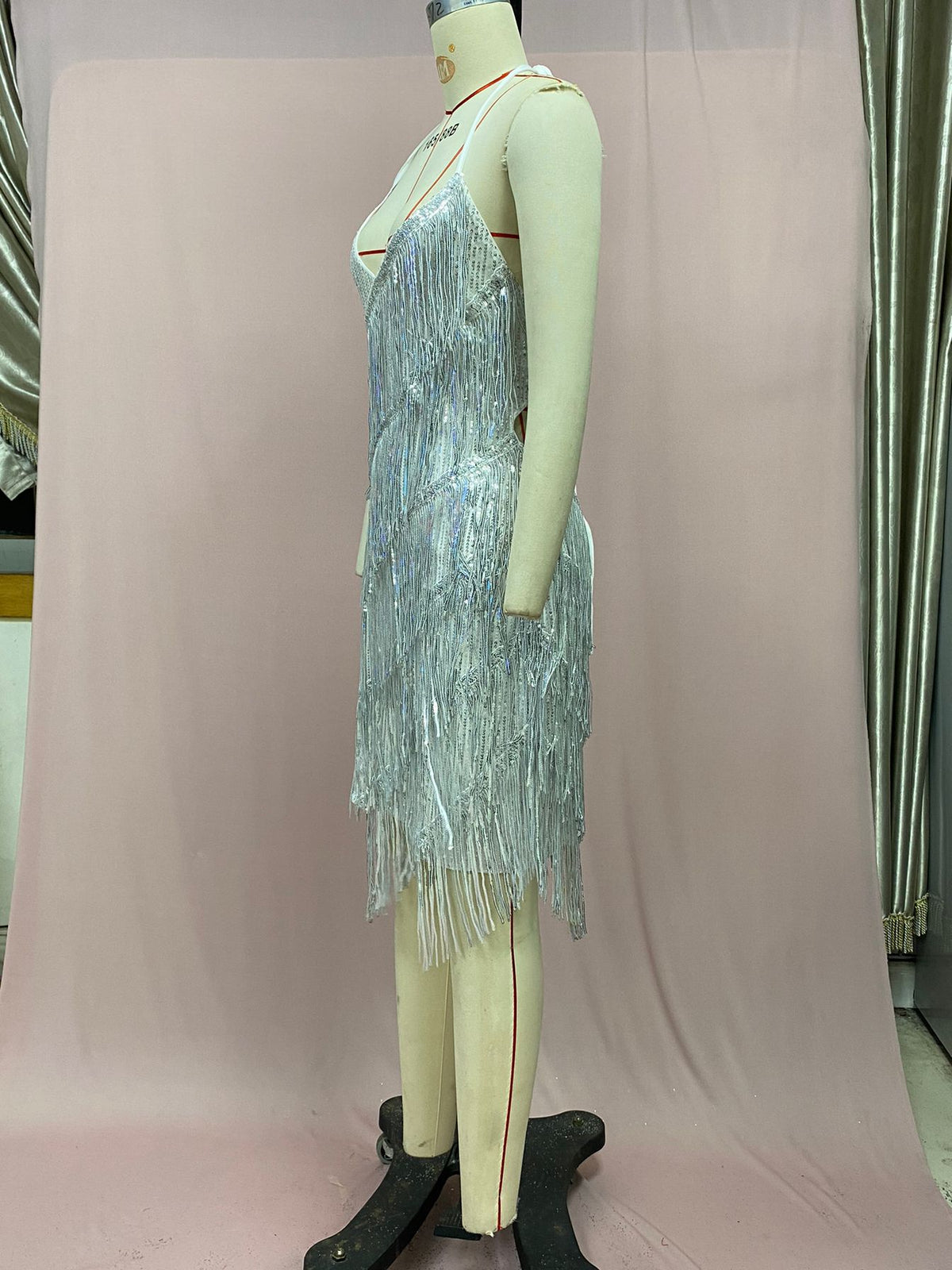 2025 Cross-Border European and American Independent Station New Direct Selling Halter Tassel Backless Hip-Covering A-Line High-Waisted Short Skirt Dress