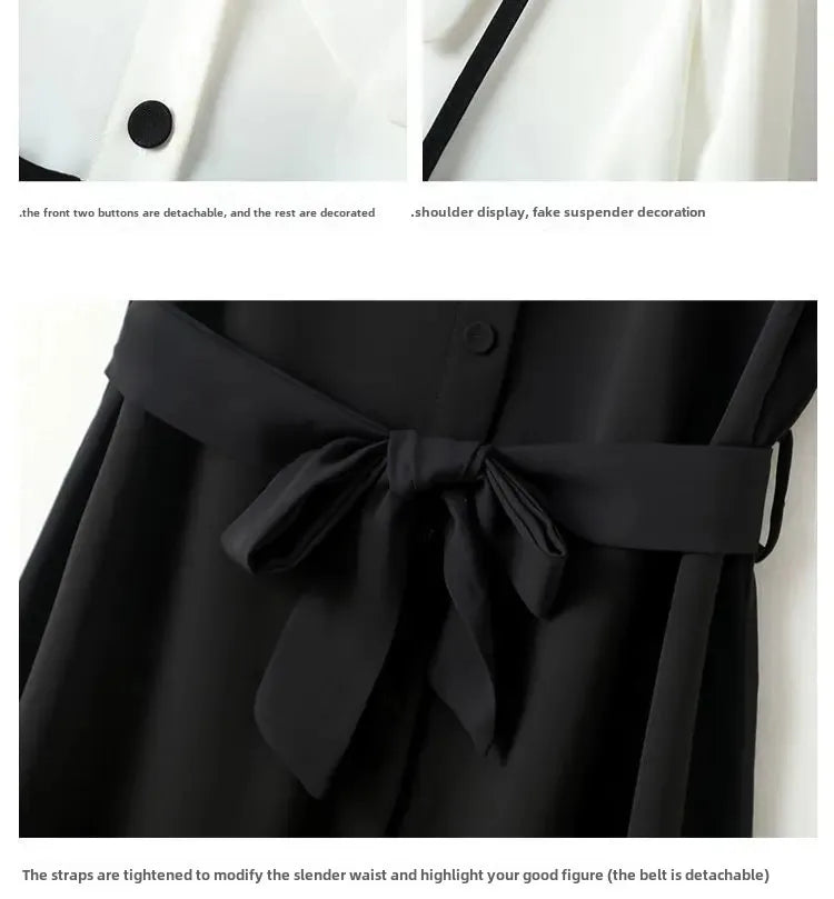 Small black dress elegant skirt women's summer long dress French shirt dress dress [no refund or exchange]]