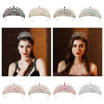 European and American All-match Bride Wedding Hair Accessories Light Luxury Full Diamond Birthday Party Crown Baroque Vintage Rhinestone Crown