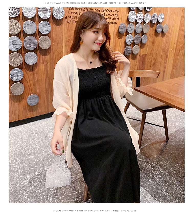 Women's Cardigan Set Korean Style Strapless Dress 100kg Plus-Size Designer Dress 662 Elegant Workwear