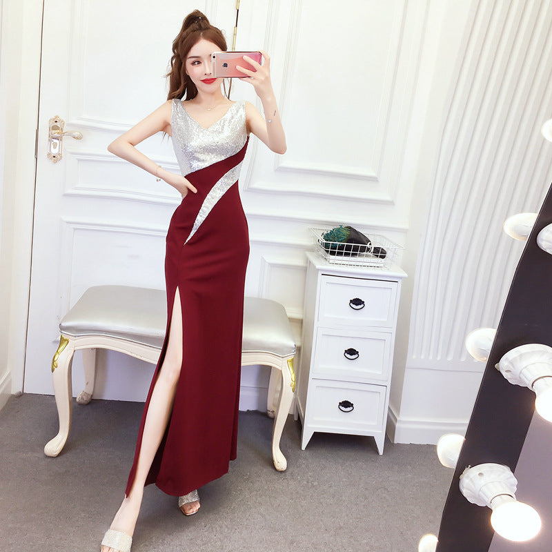 Evening Dress for Women 2025 Summer New Sexy Nightclub Dress Nightclub Slim Workwear Dress V Neck Long Style
