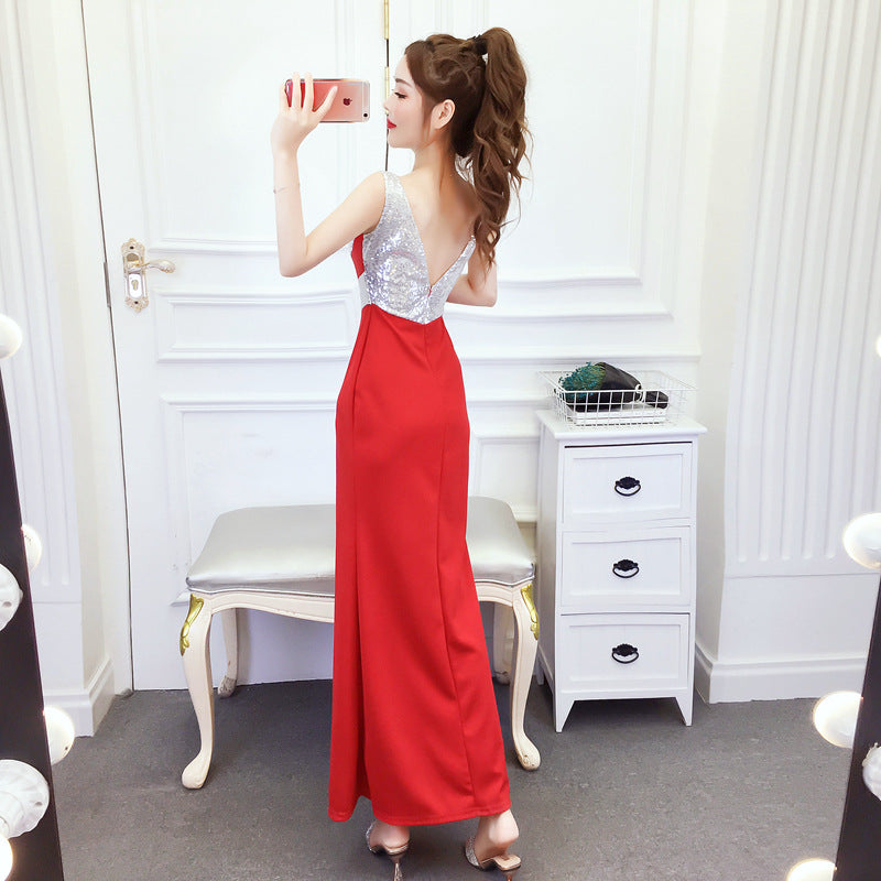 Evening Dress for Women 2025 Summer New Sexy Nightclub Dress Nightclub Slim Workwear Dress V Neck Long Style