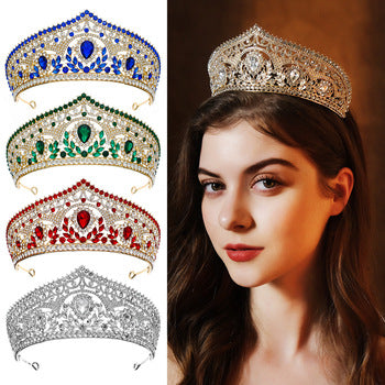 European and American All-match Bride Wedding Hair Accessories Light Luxury Full Diamond Birthday Party Crown Baroque Vintage Rhinestone Crown