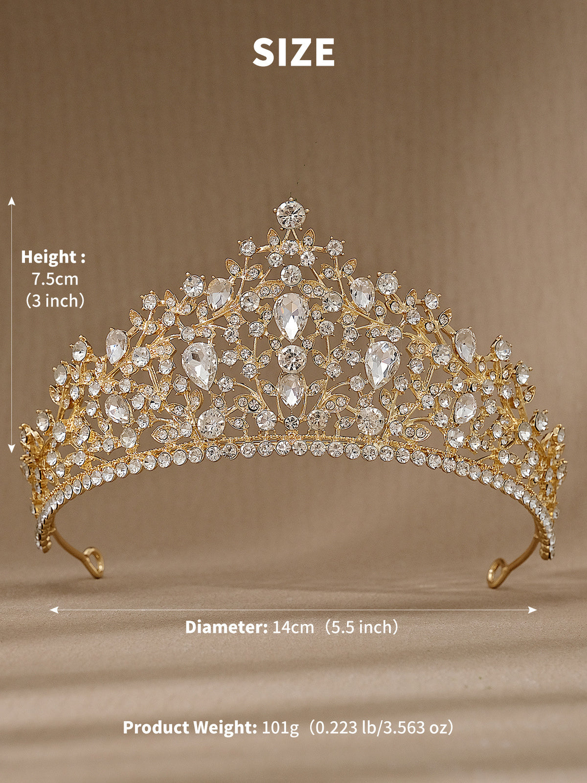 European and American All-match Bride Wedding Hair Accessories Light Luxury Full Diamond Birthday Party Crown Baroque Vintage Rhinestone Crown