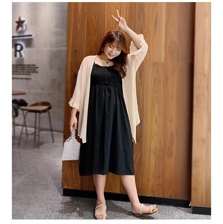 Women's Cardigan Set Korean Style Strapless Dress 100kg Plus-Size Designer Dress 662 Elegant Workwear