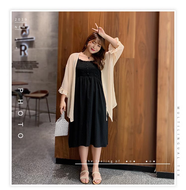 Women's Cardigan Set Korean Style Strapless Dress 100kg Plus-Size Designer Dress 662 Elegant Workwear