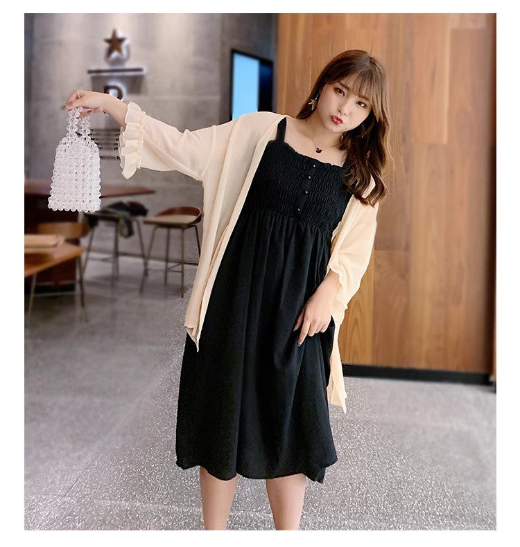 Women's Cardigan Set Korean Style Strapless Dress 100kg Plus-Size Designer Dress 662 Elegant Workwear