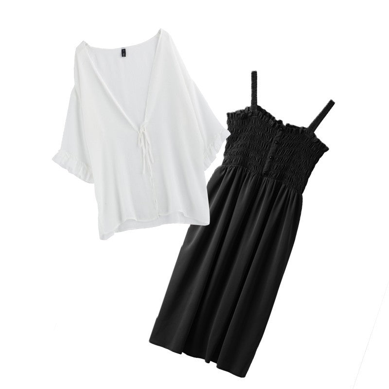 Women's Cardigan Set Korean Style Strapless Dress 100kg Plus-Size Designer Dress 662 Elegant Workwear