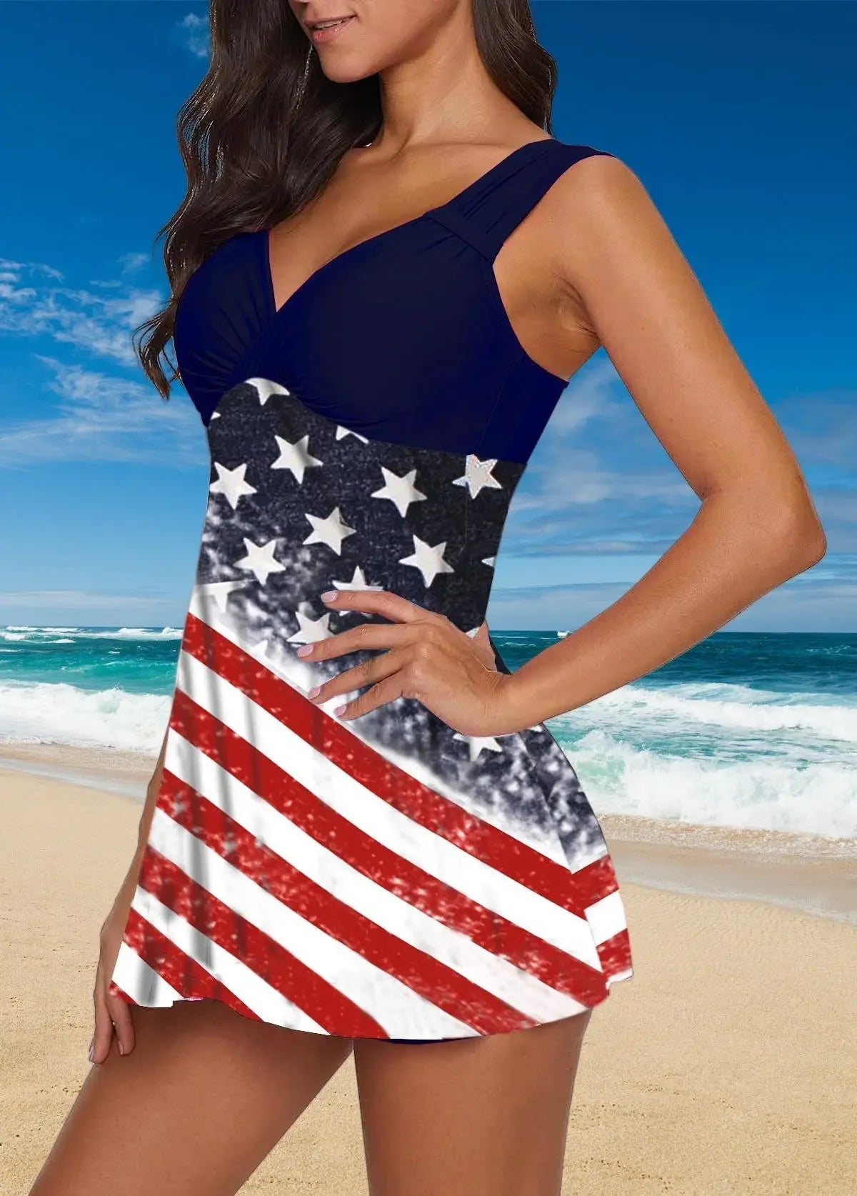 2026 Cross-Border European and American Plus-Size Quick-Dry Beach Dress-Style Top with Backless Tankini Swimsuit, Popular on Amazon