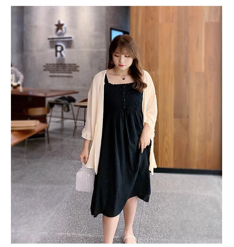 Women's Cardigan Set Korean Style Strapless Dress 100kg Plus-Size Designer Dress 662 Elegant Workwear