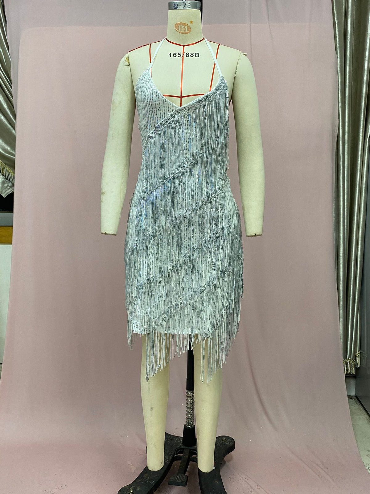 2025 Cross-Border European and American Independent Station New Direct Selling Halter Tassel Backless Hip-Covering A-Line High-Waisted Short Skirt Dress